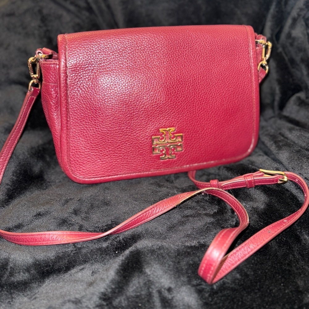 Tory Burch Burgundy Leather Crossbody Bag